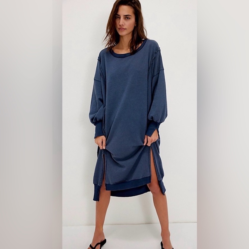 Sold out Free People Navy Camden Sweatshirt Dress- S